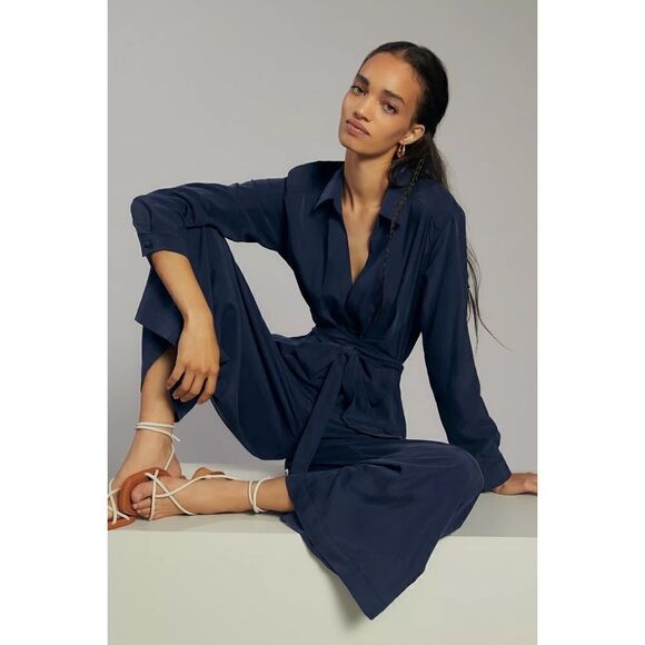 Anthropologie - Cut-Out Wide-Leg Jumpsuit in navy blue - Picture 4 of 7